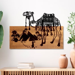Wallity Yok Deve Escultura de Pared en Nogal y Negro